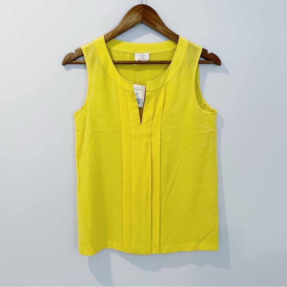 Kate Spade NEW Addie Sleeveless Silk Blouse Yellow Size 0